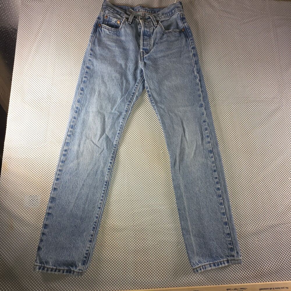 Levi's 501 Jeans Womens W24 L30 Light Wash Button Fly Straight Leg Denim